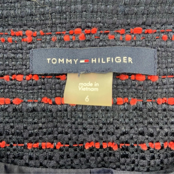 Tommy Hilfiger Zip Front Tweed Blazer Jacket Blue Red Front Pockets Size 6 - Picture 12 of 12